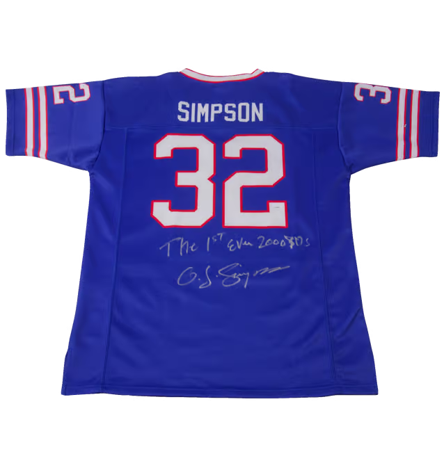 OJ Simpson Signed Buffalo Bills Football Jersey Inscribed 1st Ever 2000 with JSA